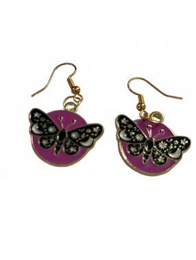 Pink Circle Moth Earrings